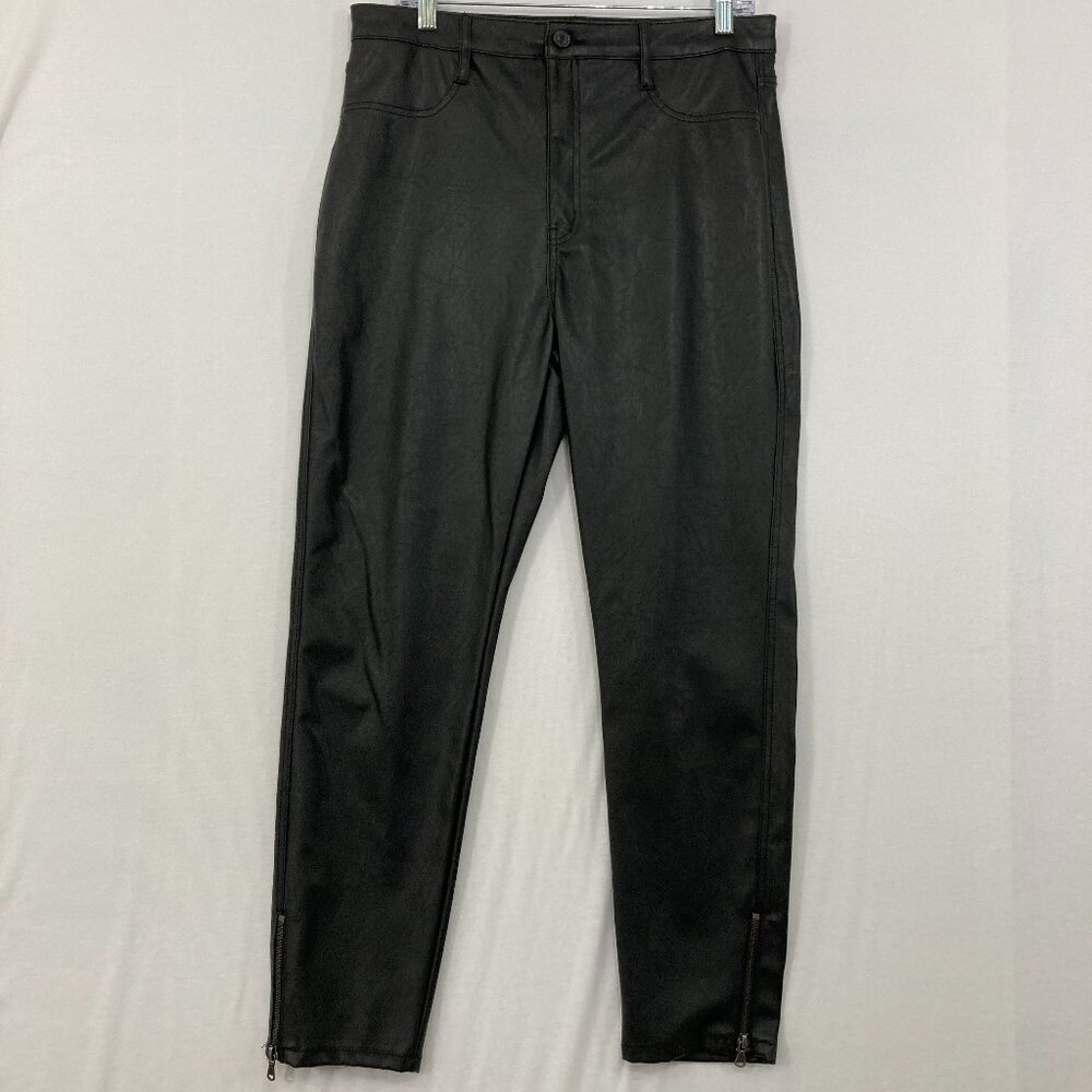 KanCan size 30 Black Faux Leather Zipper Hem High Rise Pants Evening Festival